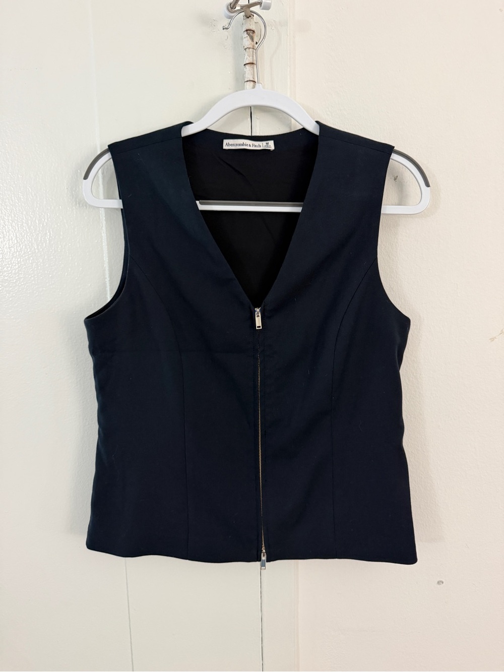 Abercrombie & Fitch Tailored Zip Vest Black, Size Medium